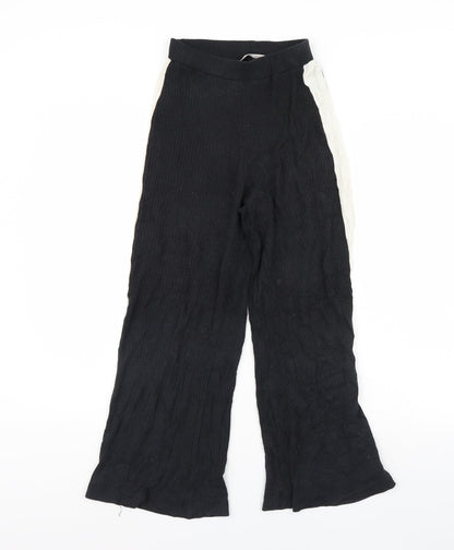 Womens UK Size XS Pull&Bear Regular Fit  Black Trousers