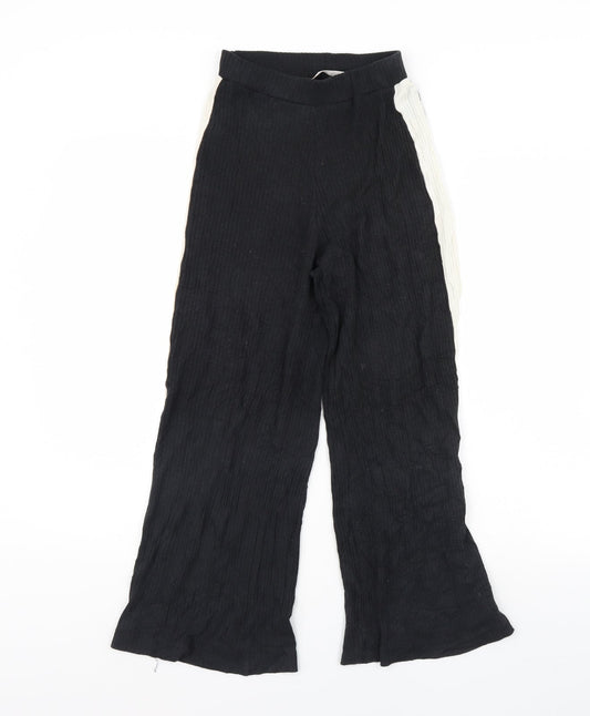 Womens UK Size XS Pull&Bear Regular Fit  Black Trousers