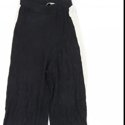 Womens UK Size XS Pull&Bear Regular Fit  Black Trousers
