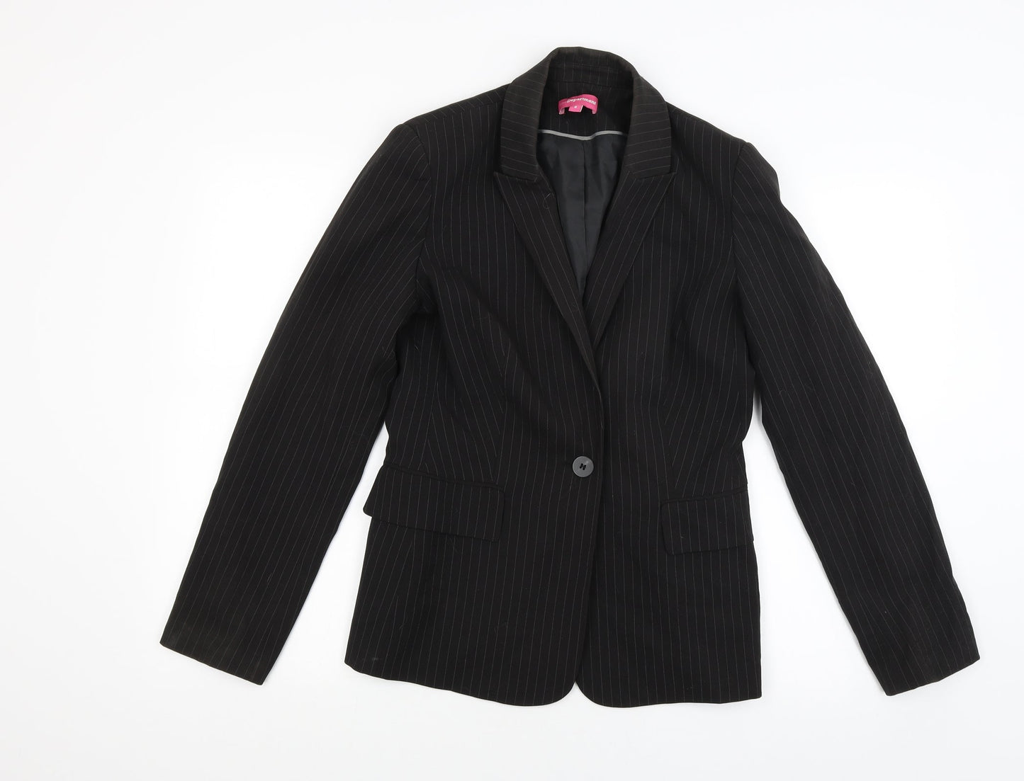 The department Womens Black Striped  Jacket Blazer Size 8