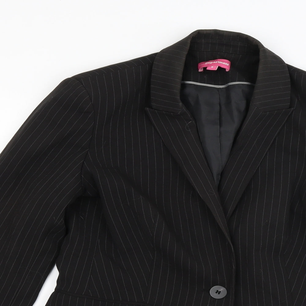 The department Womens Black Striped  Jacket Blazer Size 8