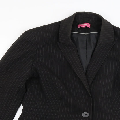 The department Womens Black Striped  Jacket Blazer Size 8