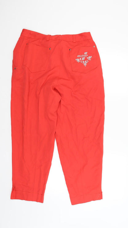 Wichile Womens Red   Capri Trousers Size 14 L25 in