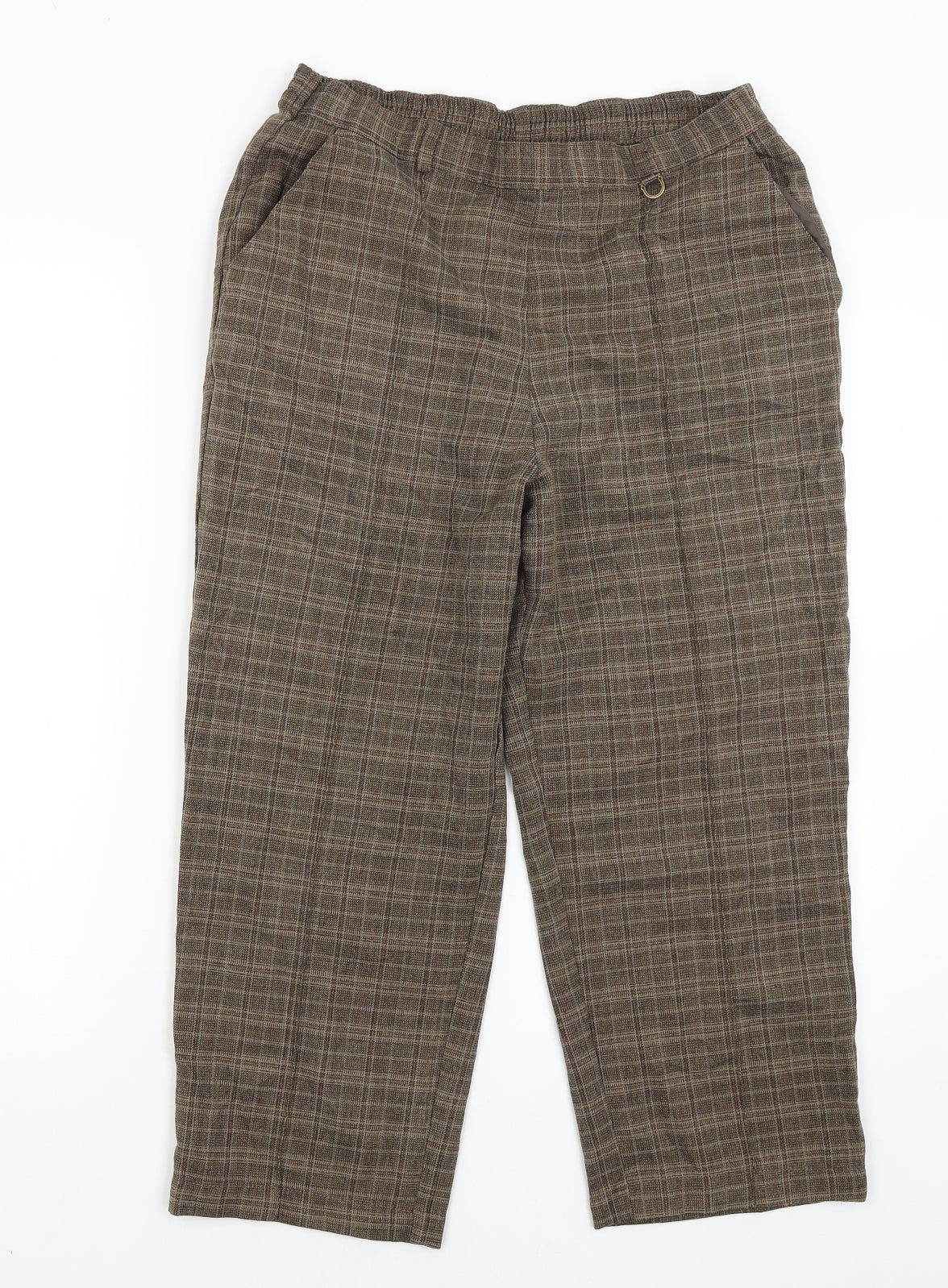 Womens UK Size 32 in Marks and Spencer Regular Fit Cropped Brown Trousers