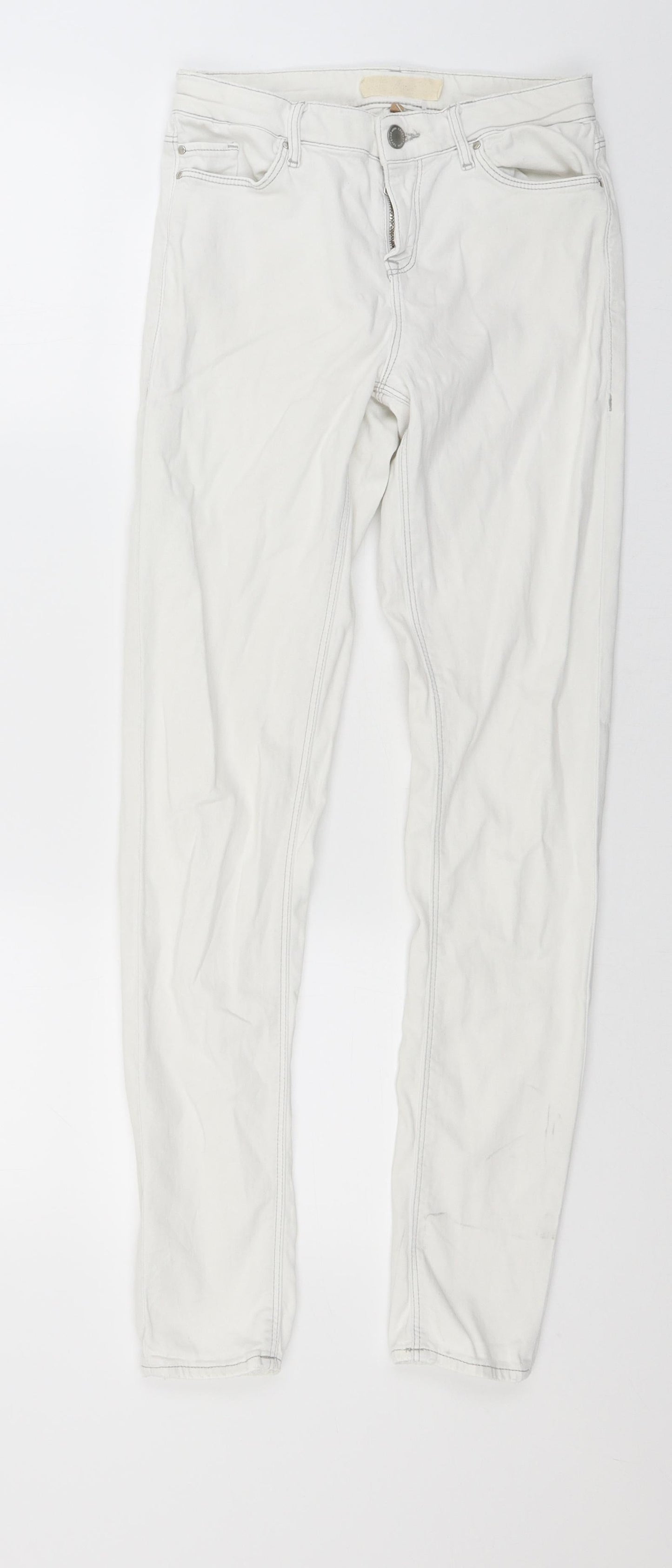 Womens UK Size 25 in Preworn Regular Fit Skinny White Jeans