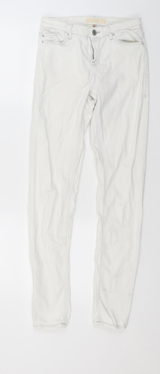 Womens UK Size 25 in Preworn Regular Fit Skinny White Jeans