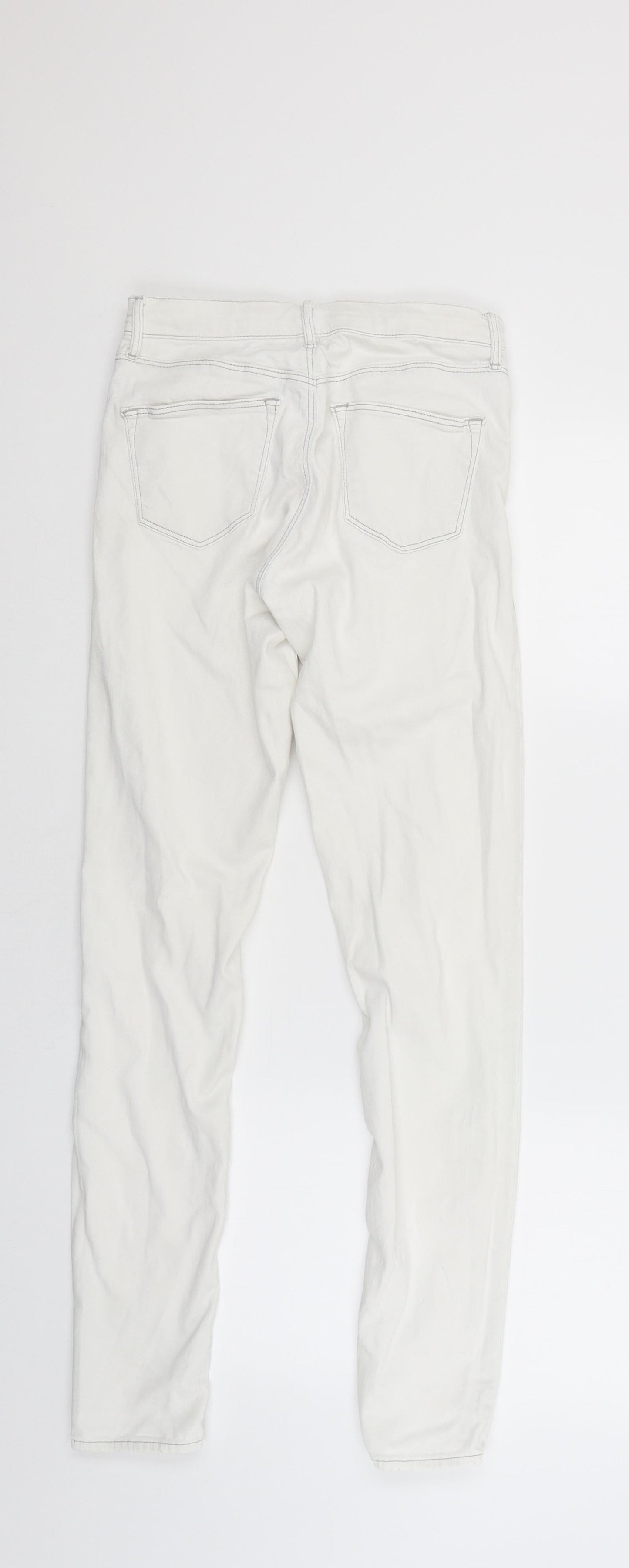 Womens UK Size 25 in Preworn Regular Fit Skinny White Jeans