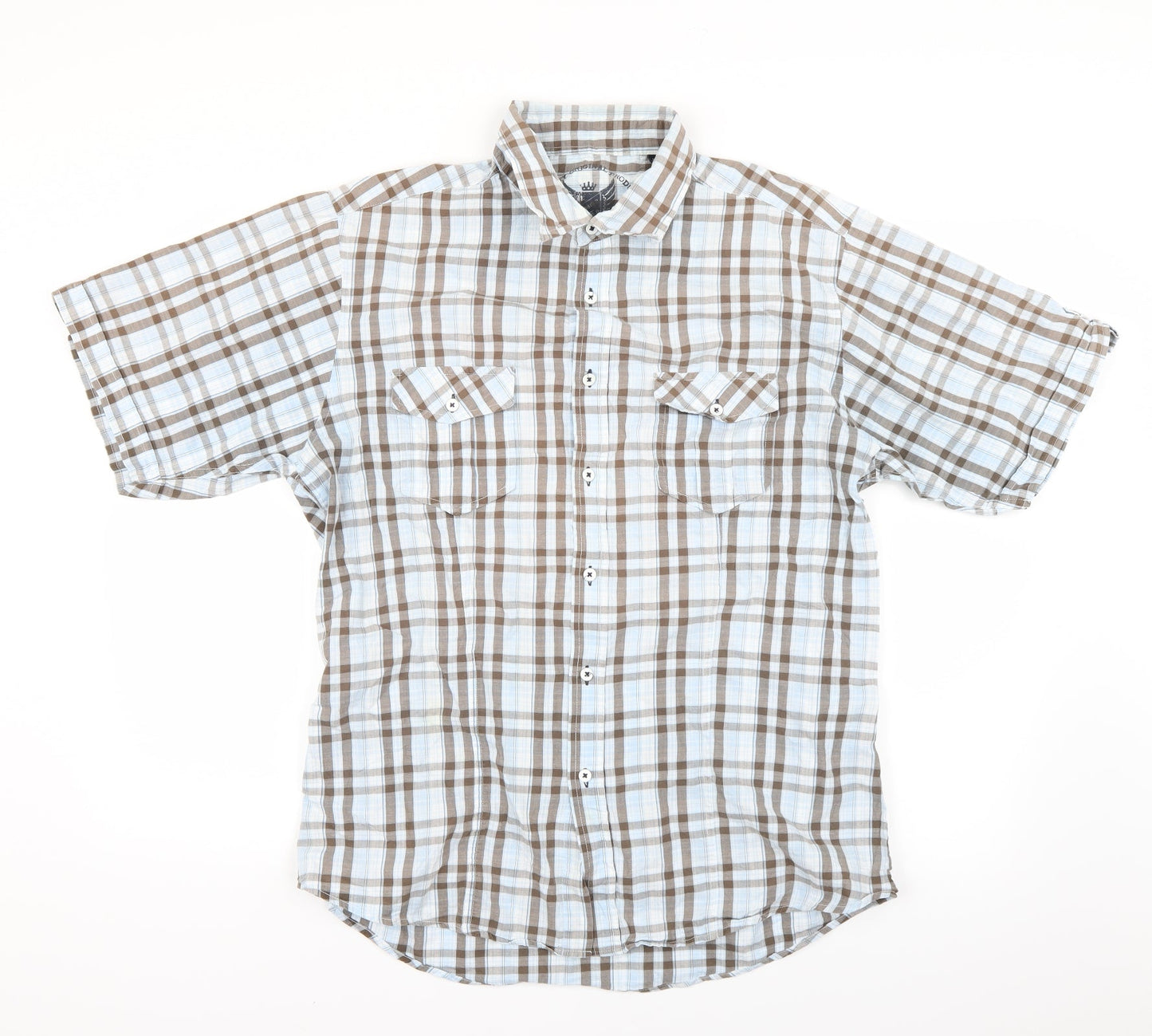 voyager Mens Blue Plaid   Button-Up Size XL