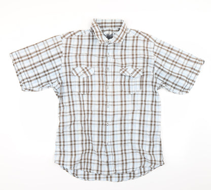 voyager Mens Blue Plaid   Button-Up Size XL