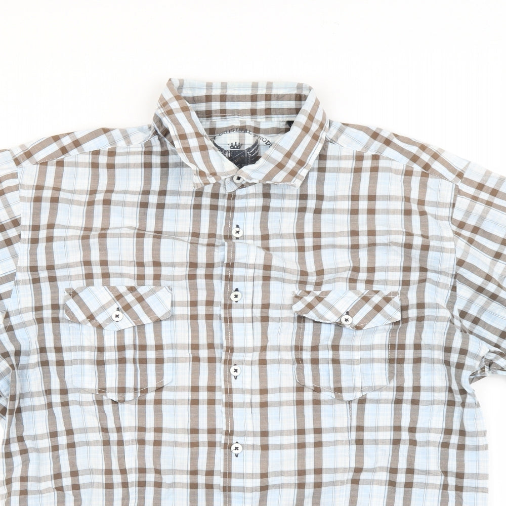 voyager Mens Blue Plaid   Button-Up Size XL