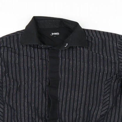 Mens UK Size S Parkes Black  Button-Up Long Sleeve Casual Shirt