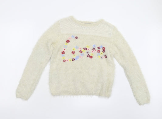 ASOS Womens Beige Floral Knit Pullover Jumper Size 10