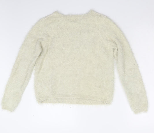 ASOS Womens Beige Floral Knit Pullover Jumper Size 10