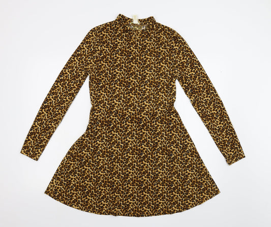 FOREVER 21 Womens Yellow Animal Print  Fit & Flare  Size L