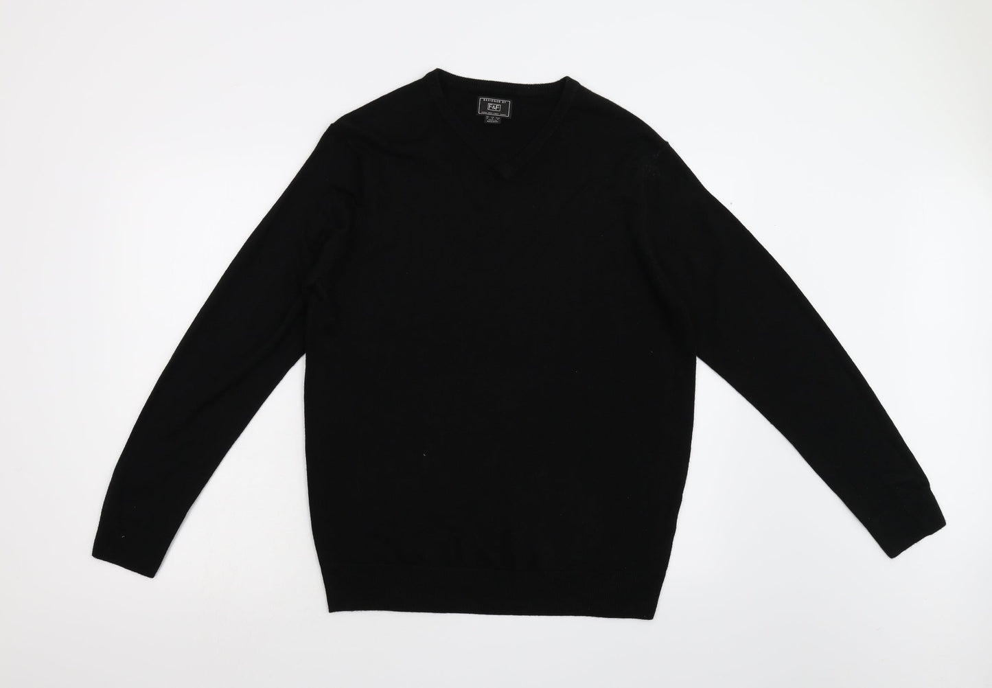 F&F Mens Black  Knit Pullover Jumper Size M