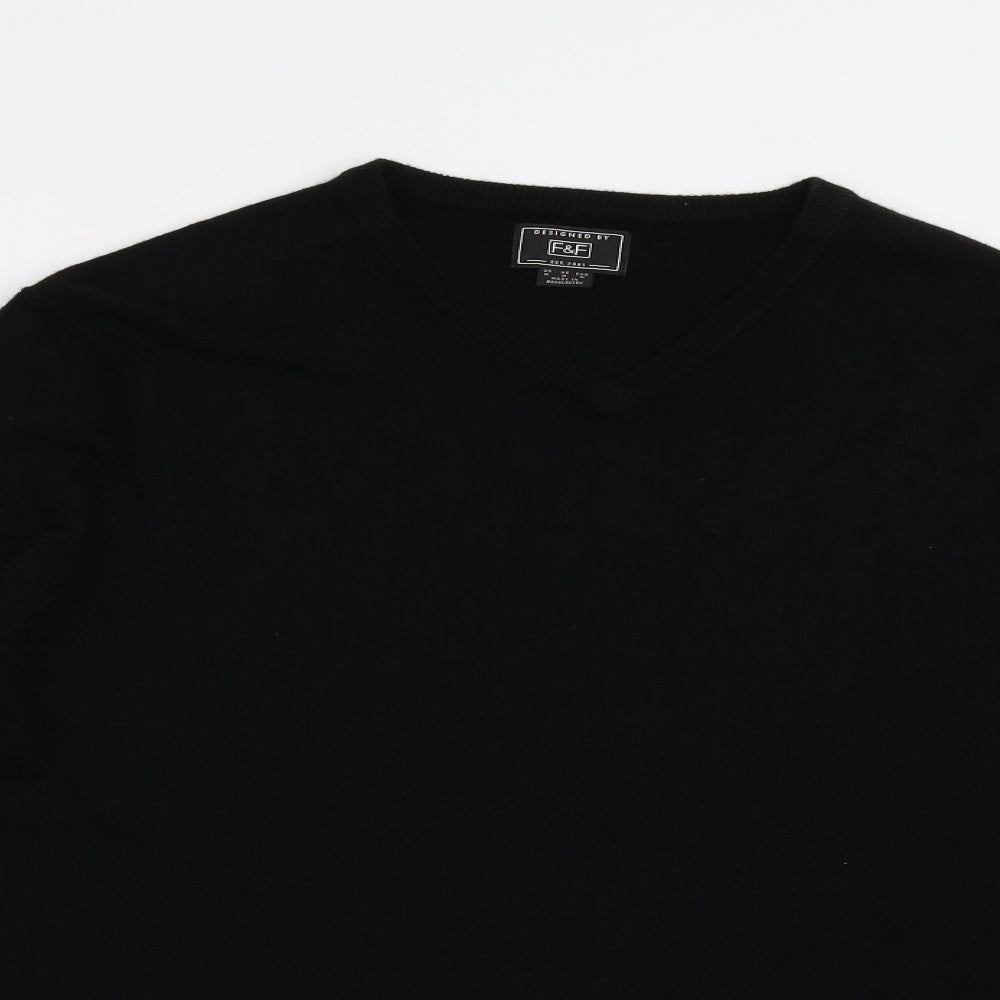 F&F Mens Black  Knit Pullover Jumper Size M