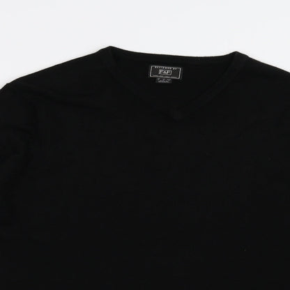 F&F Mens Black  Knit Pullover Jumper Size M