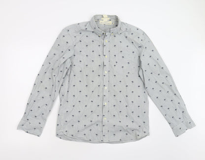 Mens UK Size M H&M Blue  Button-Up Long Sleeve Casual Shirt