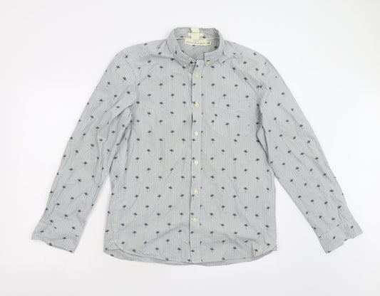 Mens UK Size M H&M Blue  Button-Up Long Sleeve Casual Shirt