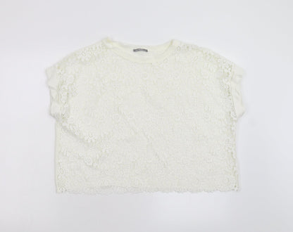 Zara Womens Ivory Floral  Pullover Jumper Size M