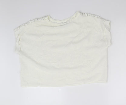 Zara Womens Ivory Floral  Pullover Jumper Size M