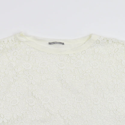 Zara Womens Ivory Floral  Pullover Jumper Size M