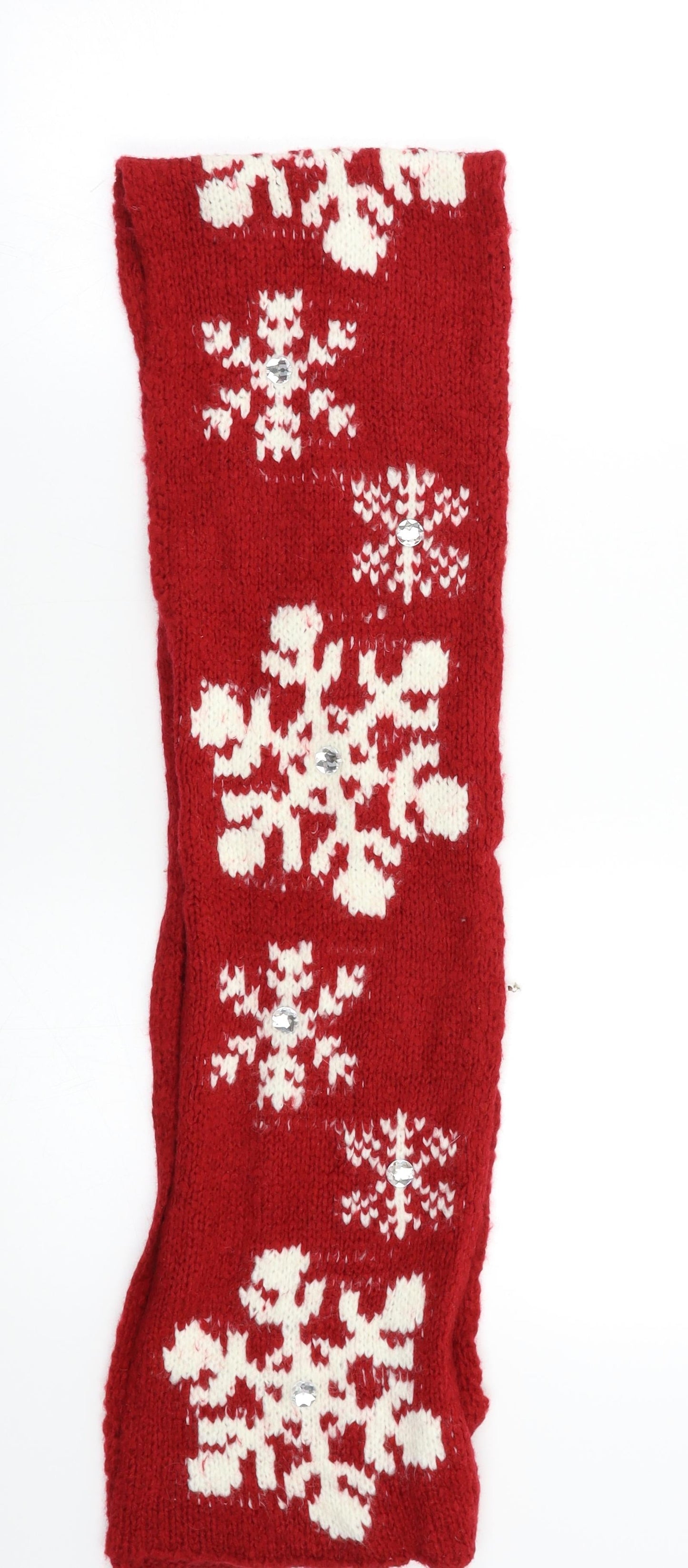 Preworn Unisex Red Geometric   Scarf   - Chrismtas