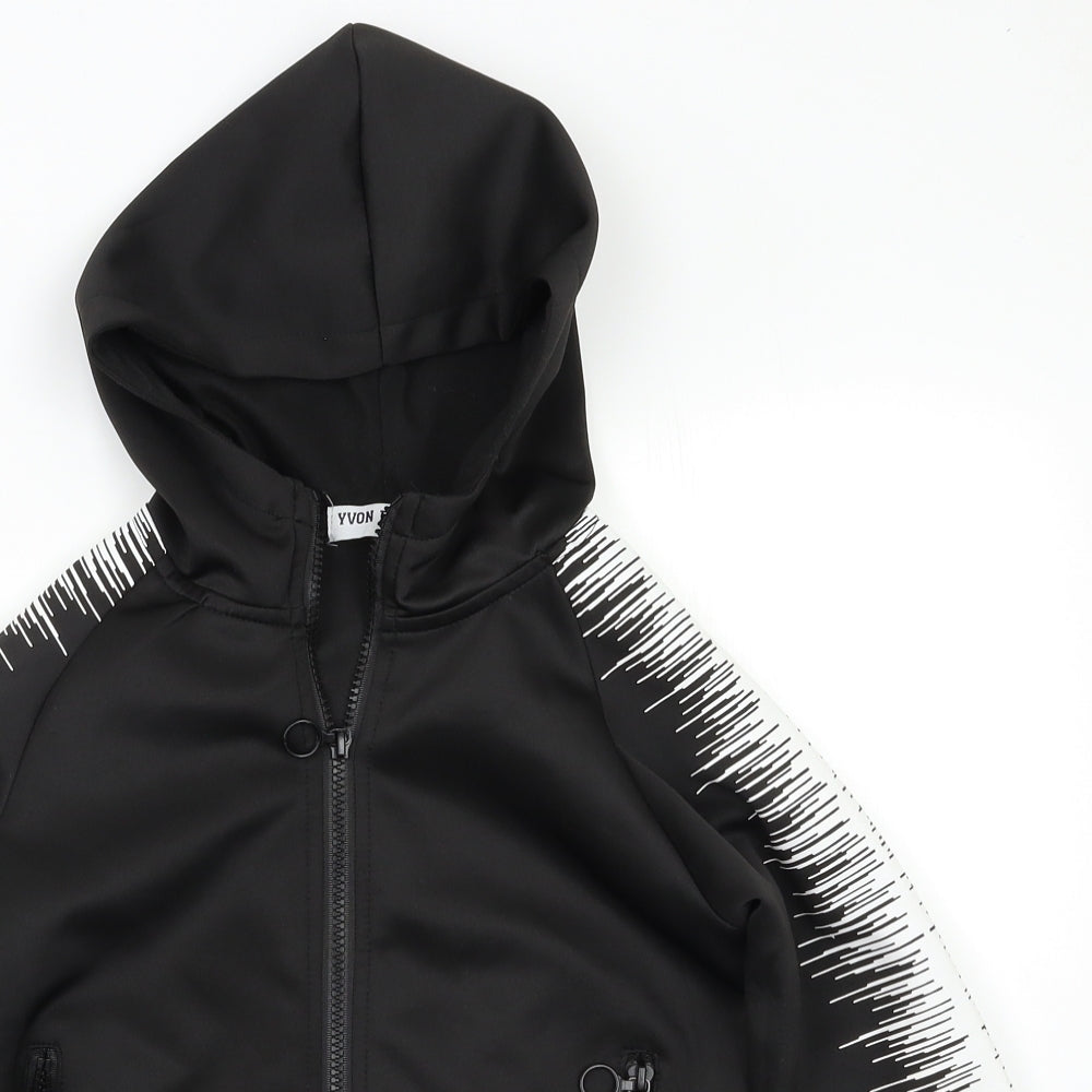 Yvon Fashion Boys Black   Full Zip Hoodie Size 6 Years