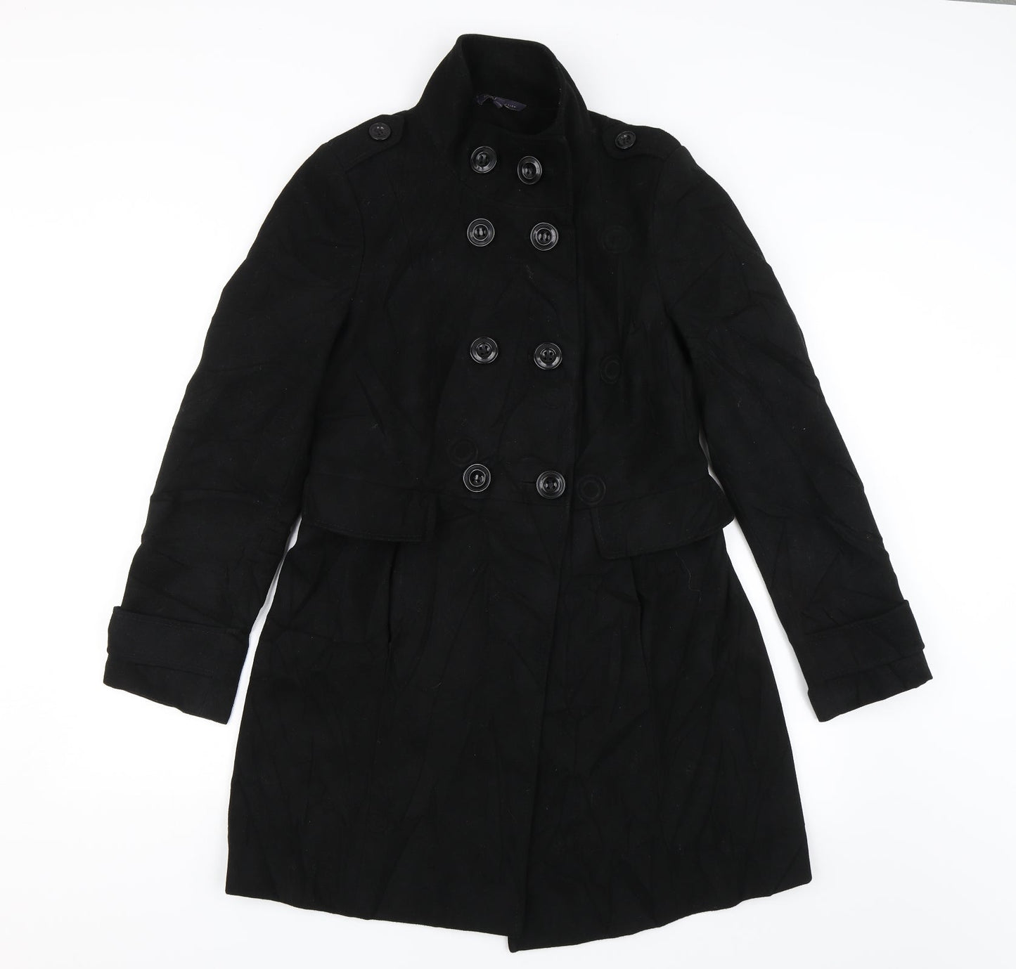 Womens UK Size 8 M&S Black Overcoat