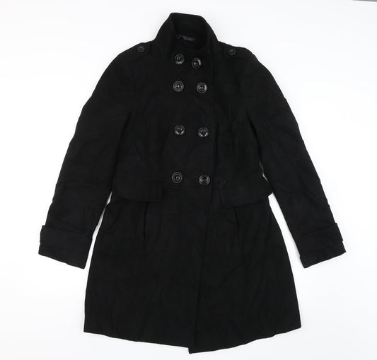 Womens UK Size 8 M&S Black Overcoat