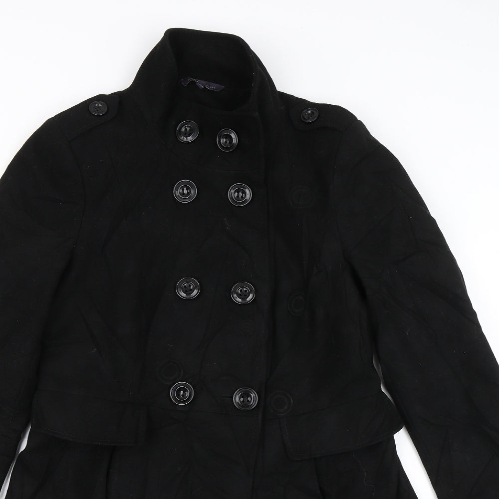 Womens UK Size 8 M&S Black Overcoat