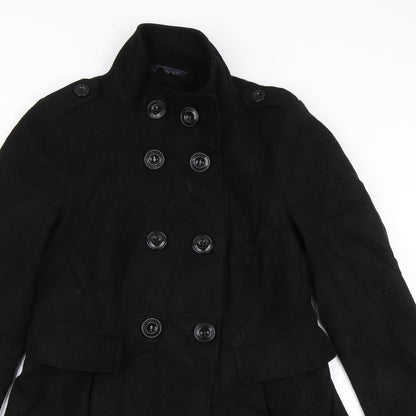 Womens UK Size 8 M&S Black Overcoat