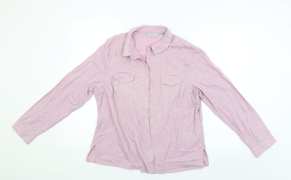EWM Womens Pink   Basic Button-Up Size 16