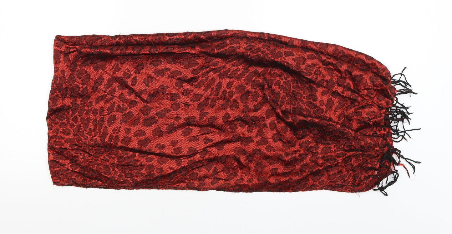 Preworn Womens Red Animal Print   Shawl/Wrap
