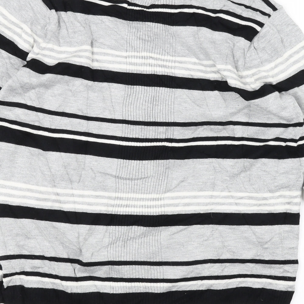 Brand and care label for Principles women’s grey striped jumper, size UK 14