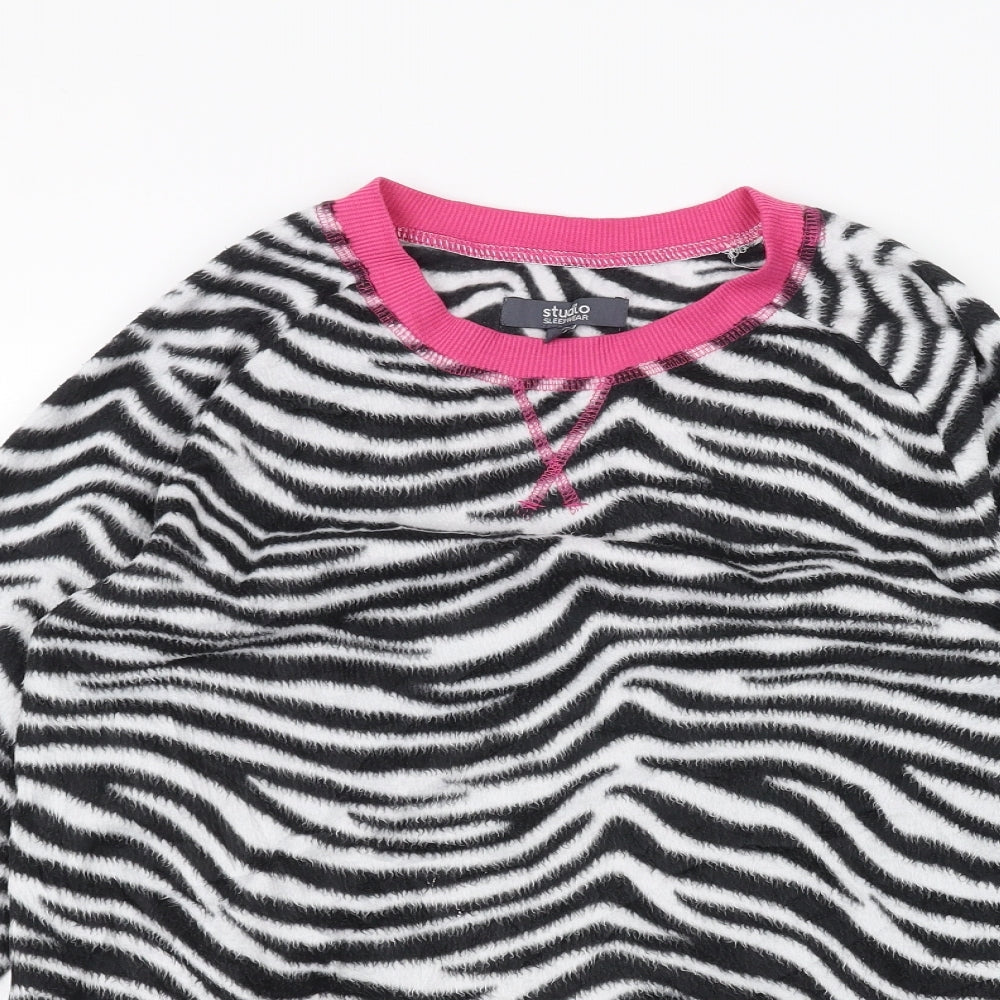 Studio Sleepwear Womens White Animal Print  Pullover Jumper Size 8