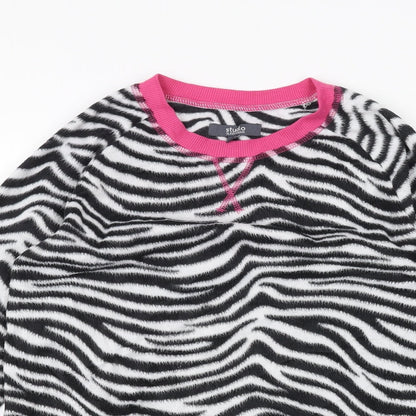 Studio Sleepwear Womens White Animal Print  Pullover Jumper Size 8