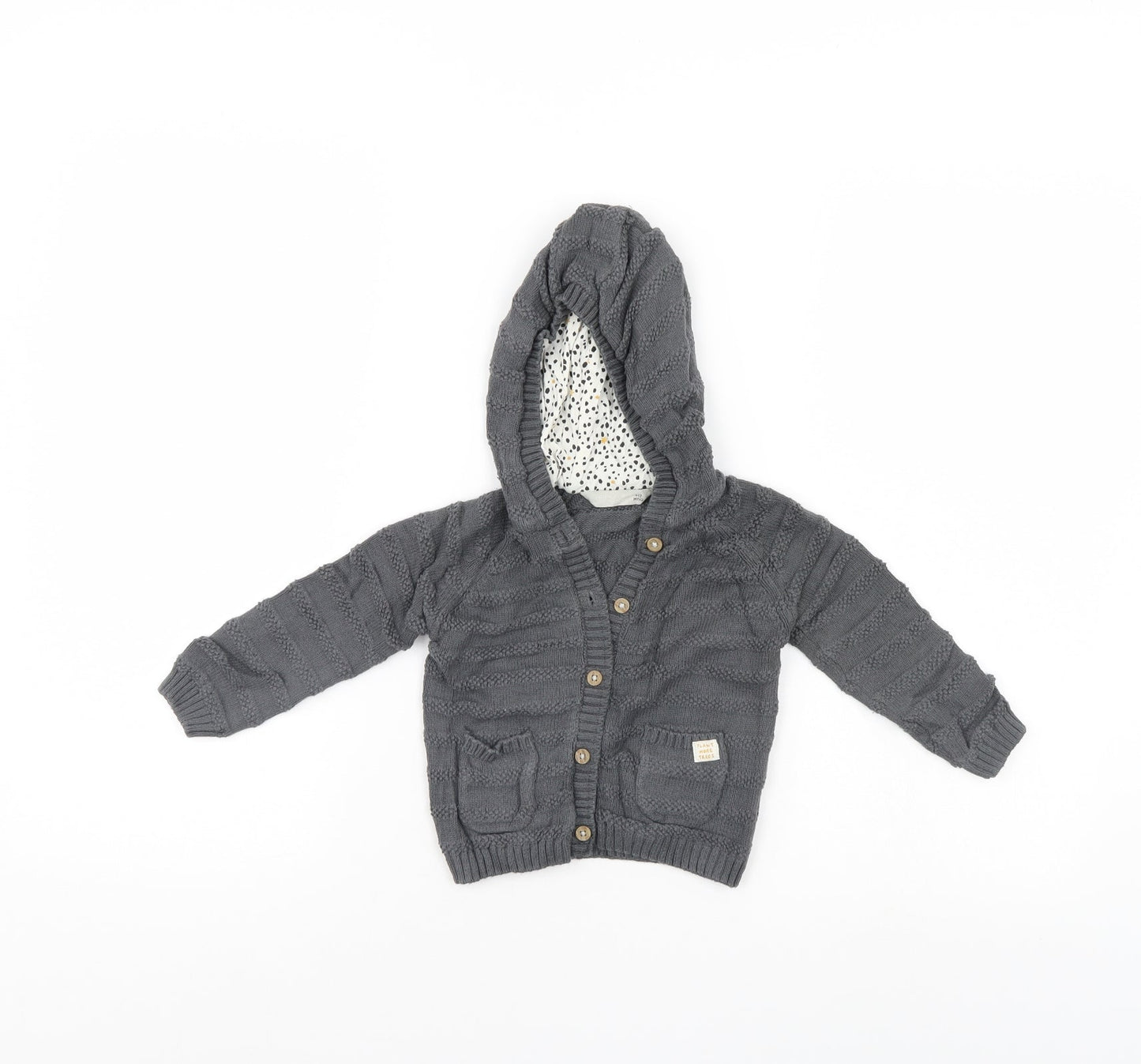 John Lewis Boys Grey Striped  Jacket Coat Size 9-12 Months