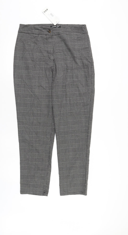 Womens UK Size 12 Boohoo Regular Fit  Grey Trousers
