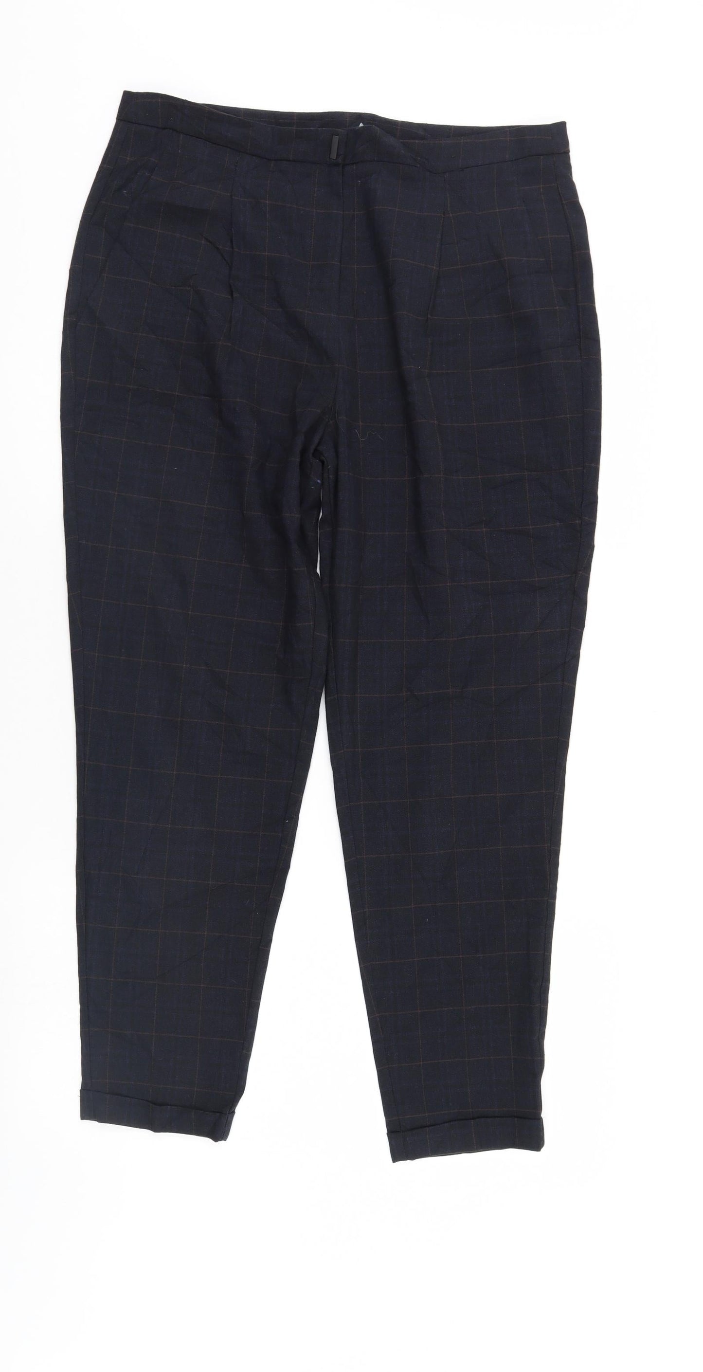 F&F Womens Blue Check  Trousers  Size 12 L27 in