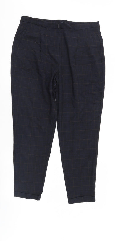 F&F Womens Blue Check  Trousers  Size 12 L27 in
