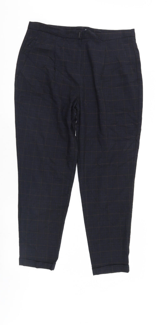 F&F Womens Blue Check  Trousers  Size 12 L27 in