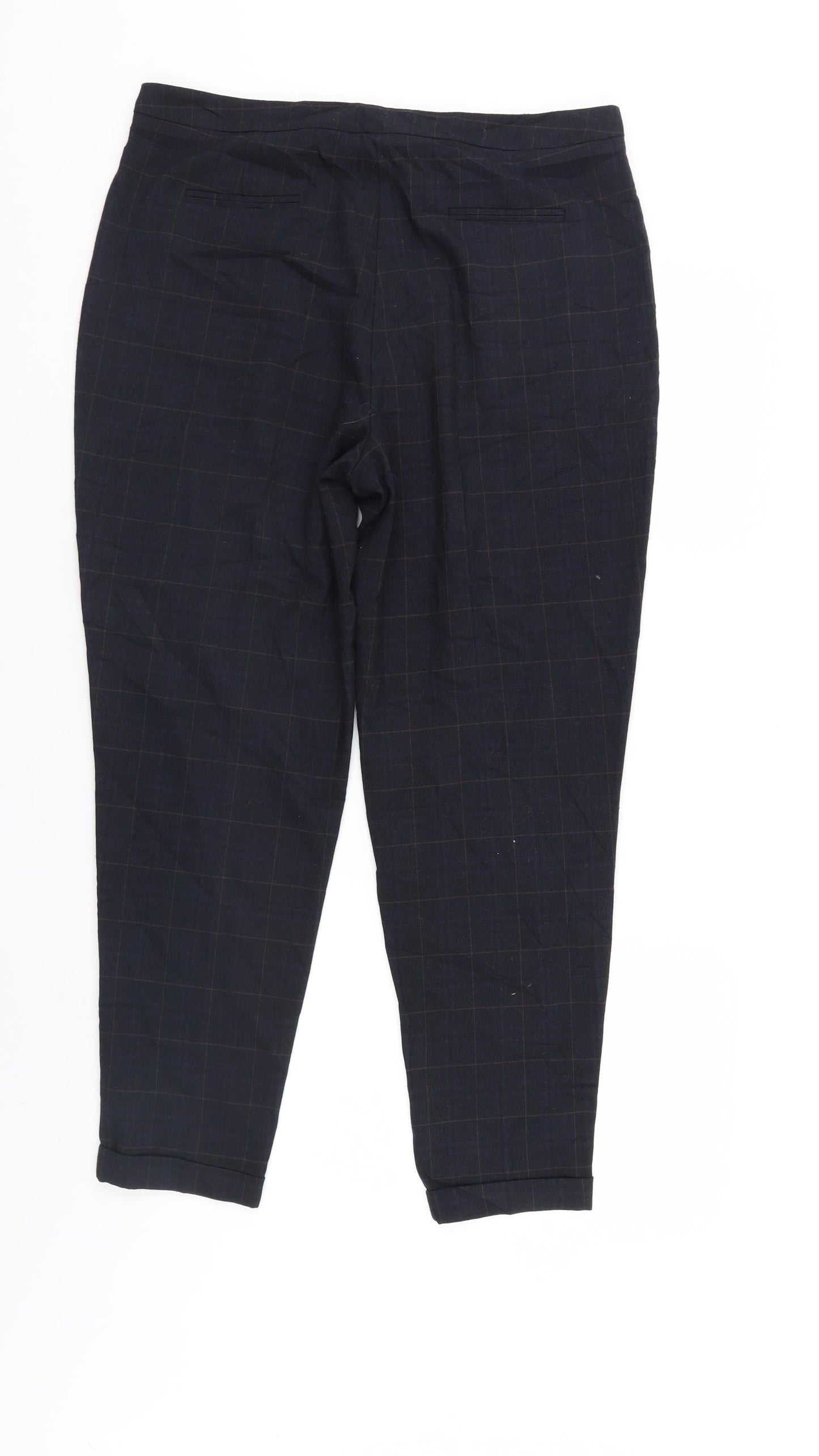 F&F Womens Blue Check  Trousers  Size 12 L27 in