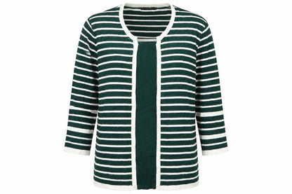 elegance Womens Green Striped  Pullover Jumper Size XL