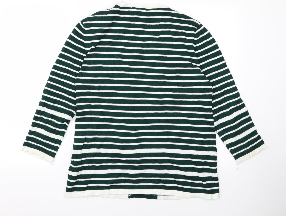 elegance Womens Green Striped  Pullover Jumper Size XL