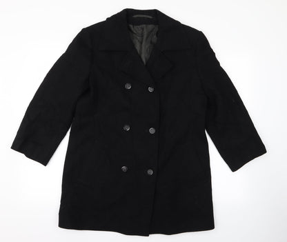 Womens UK Size 10 Preworn Black Overcoat