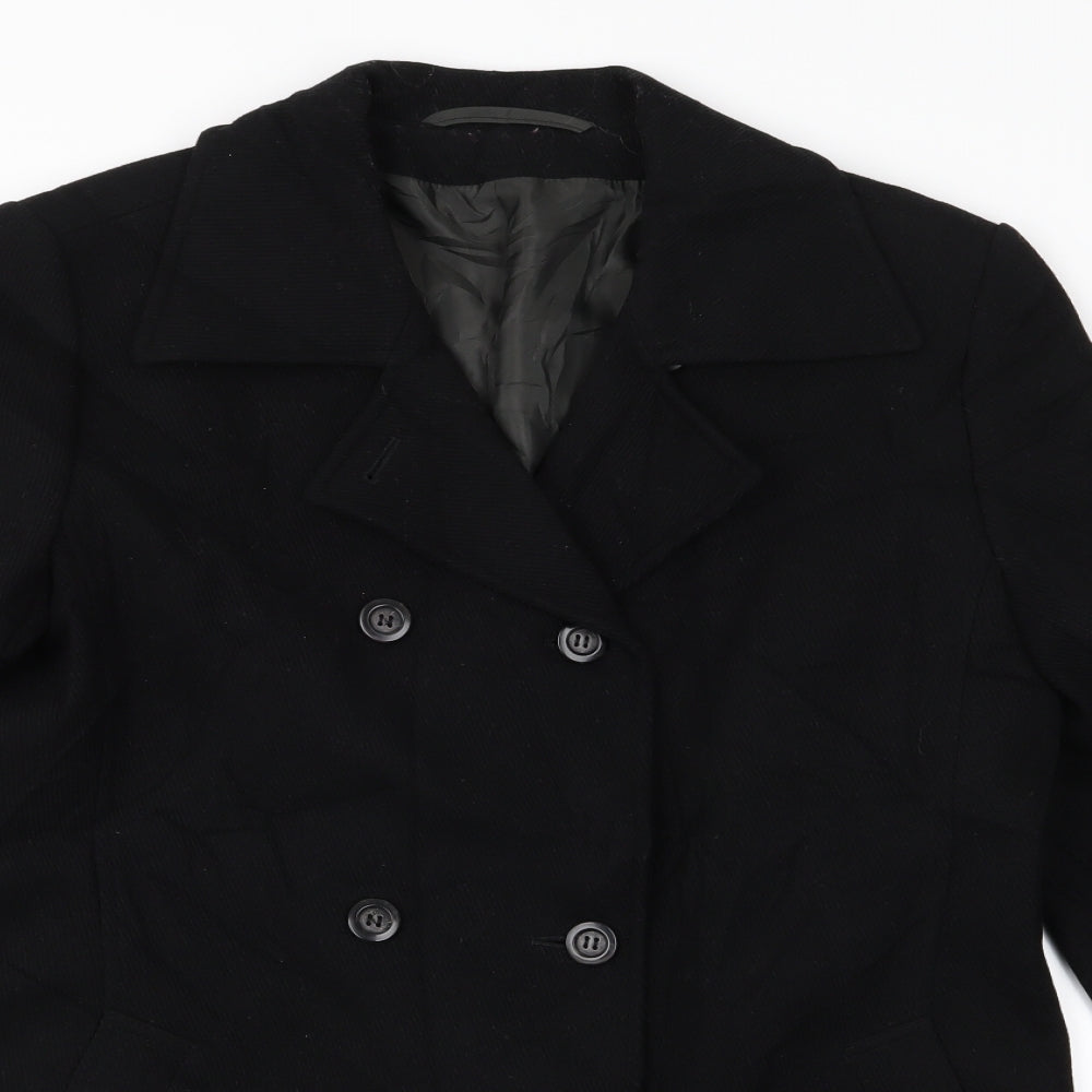 Womens UK Size 10 Preworn Black Overcoat