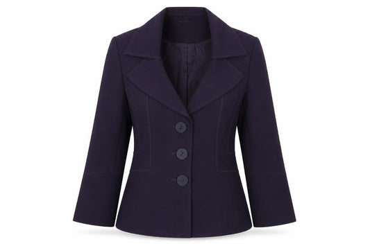 Front view of Kaliko women’s purple jacket, size UK 8