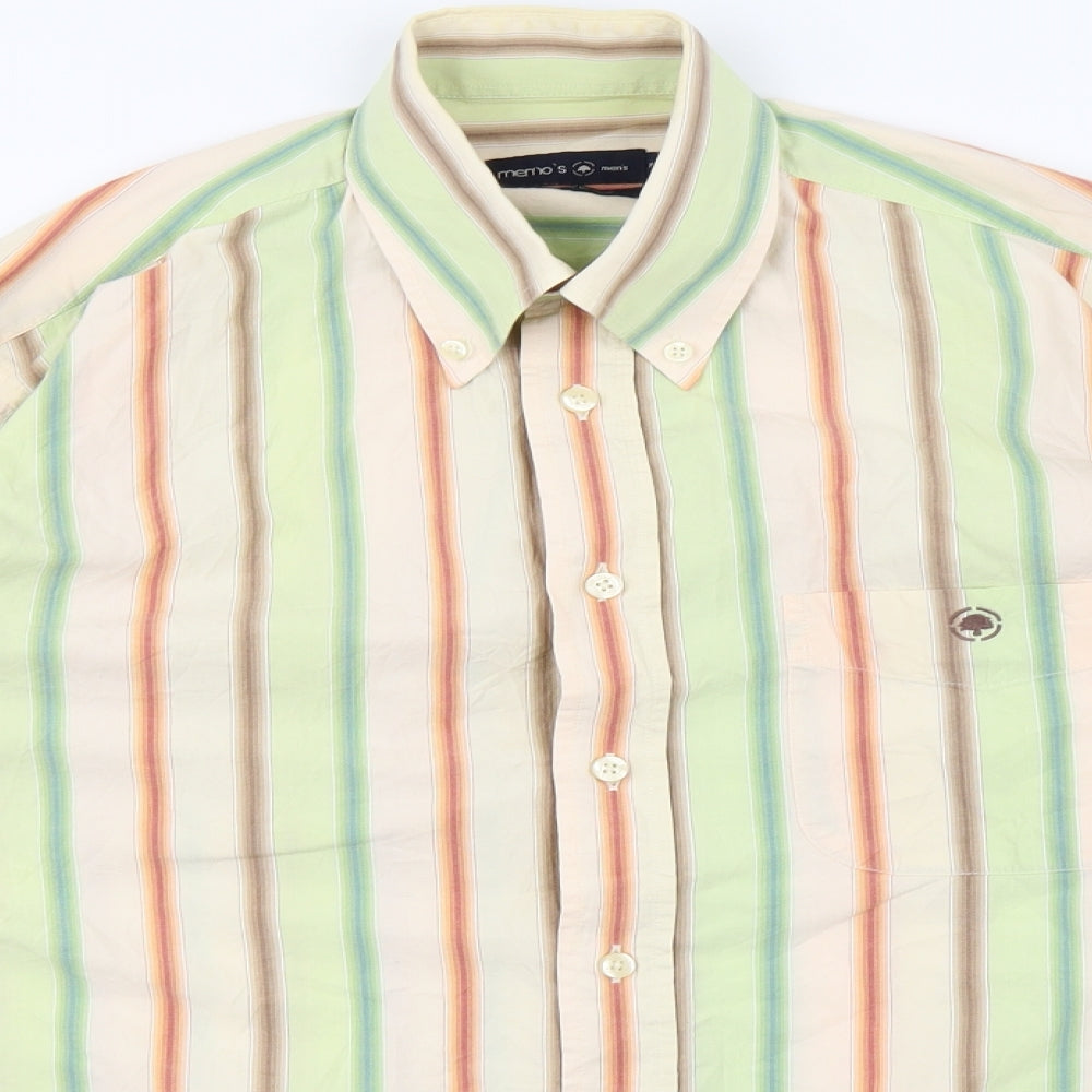 Memo Mens Green Striped   Polo Size M