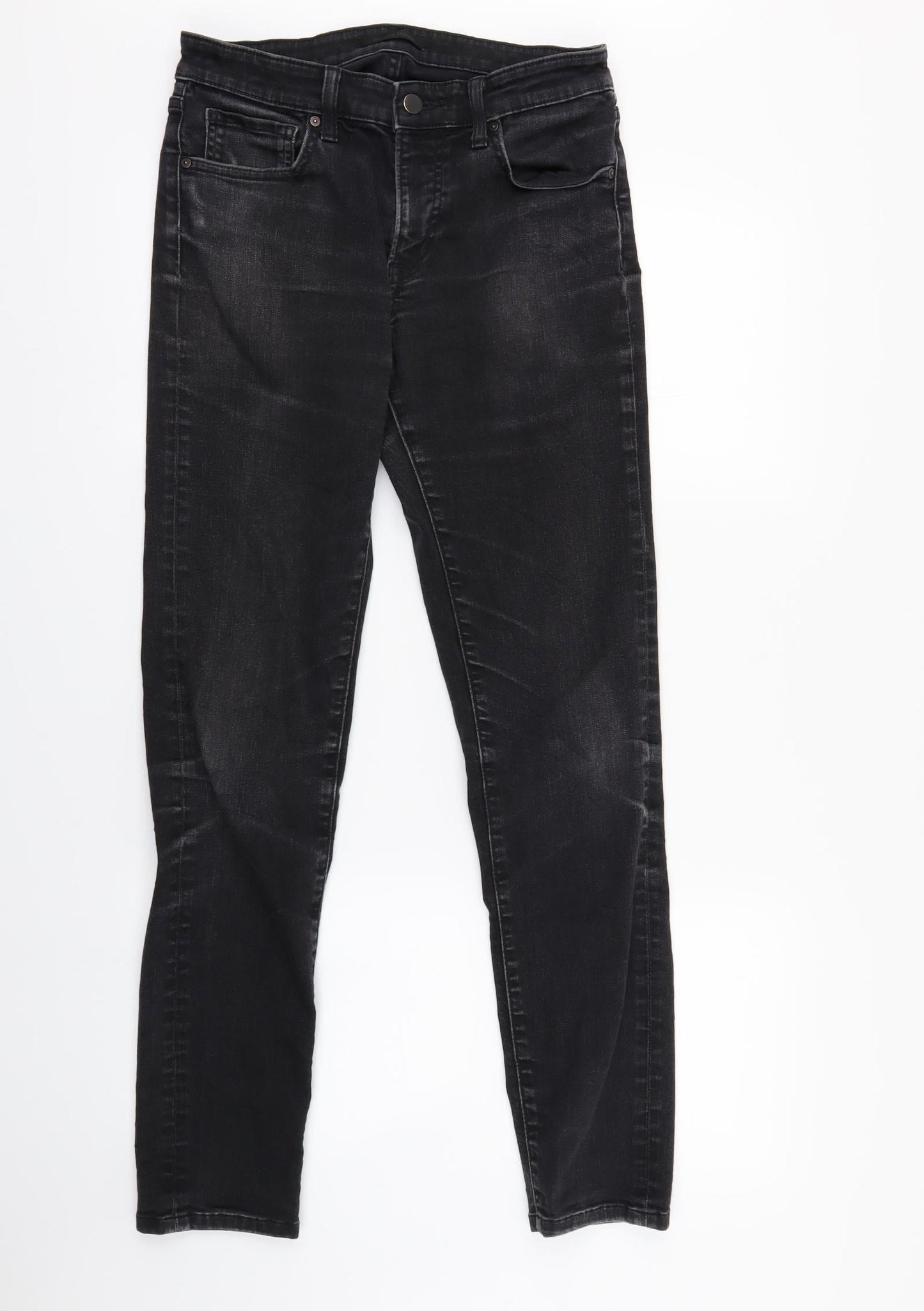 Unique Womens Black  Denim Skinny Jeans Size 12 L30 in